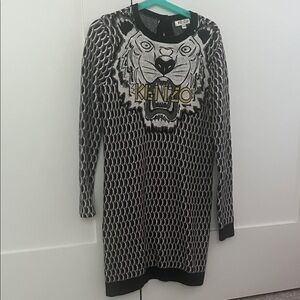 Kenzo Monochrome Tiger Knit Dress